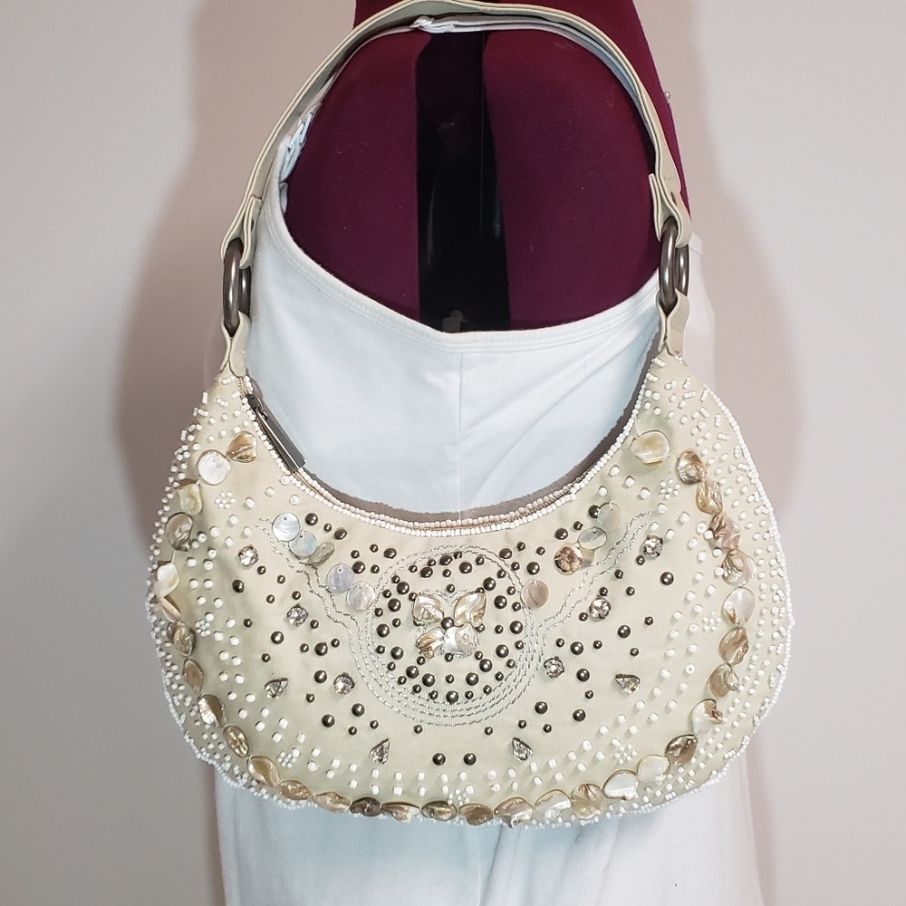 Express shoulder bag with mother of pearl accents